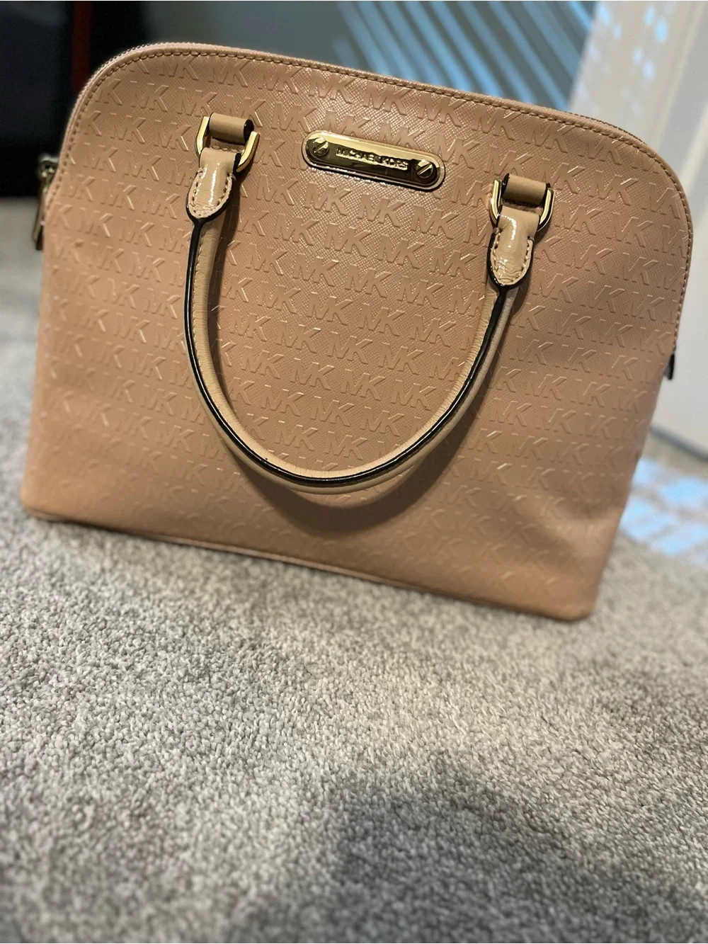 Michael Kors Nude Beige Embossed Dome Satchel
